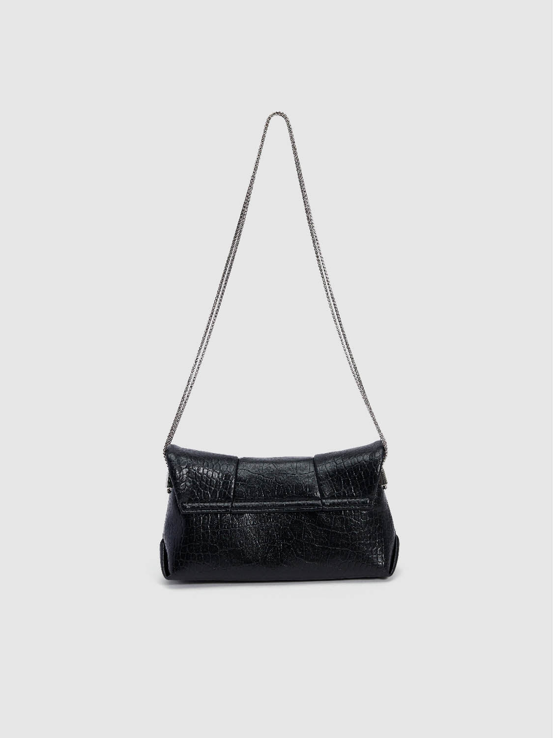 Croc Embossed Vegan Leather Shoulder Bag