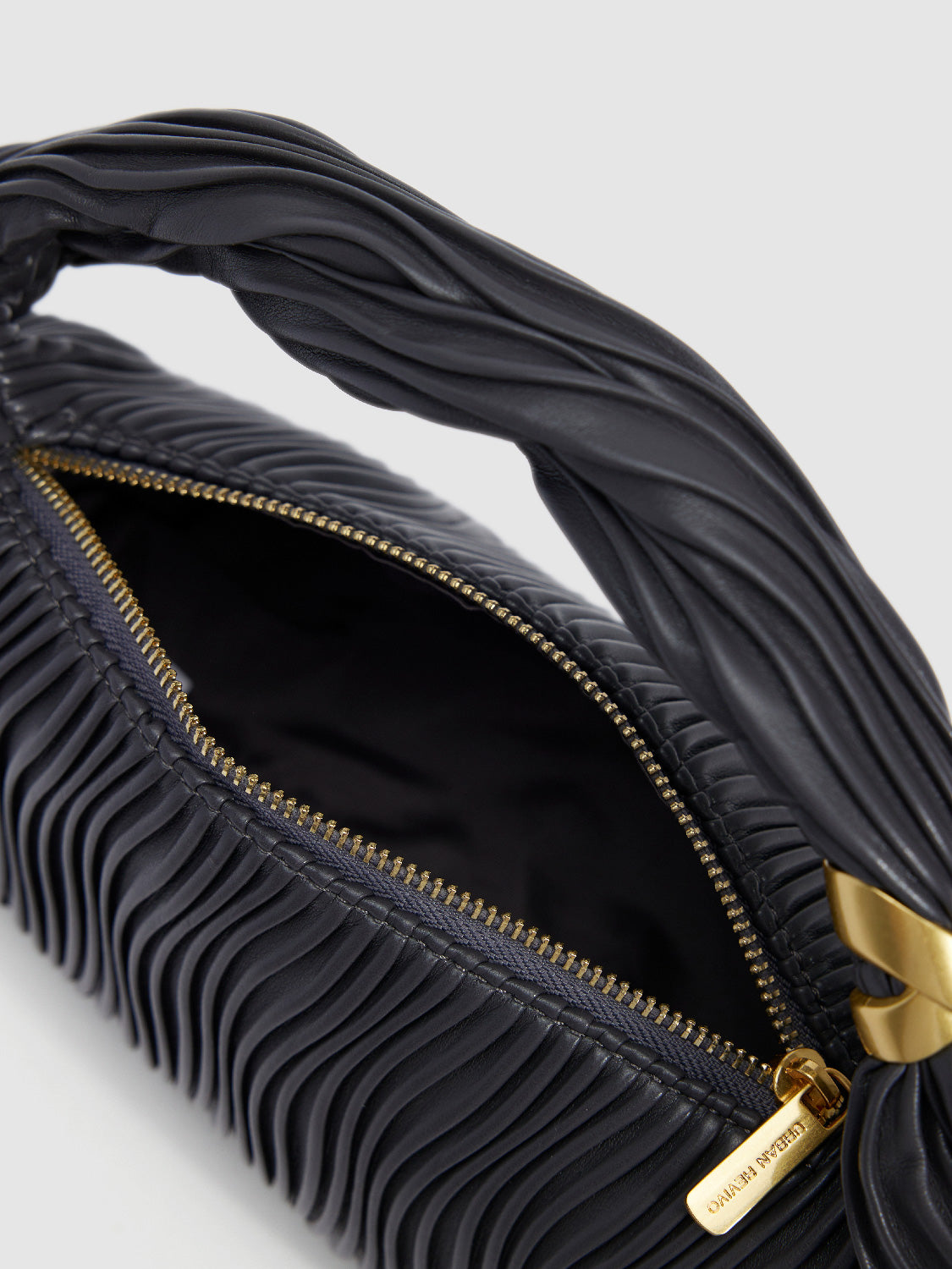 Ruched Vegan Leather Shoulder Bag