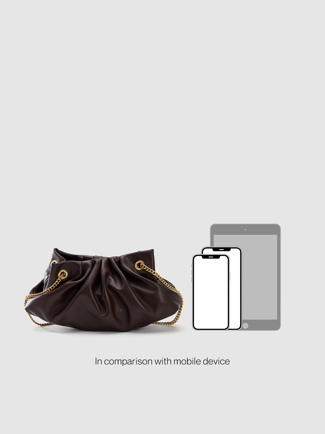Ruched Chained Vegan Leather Shoulder Bag