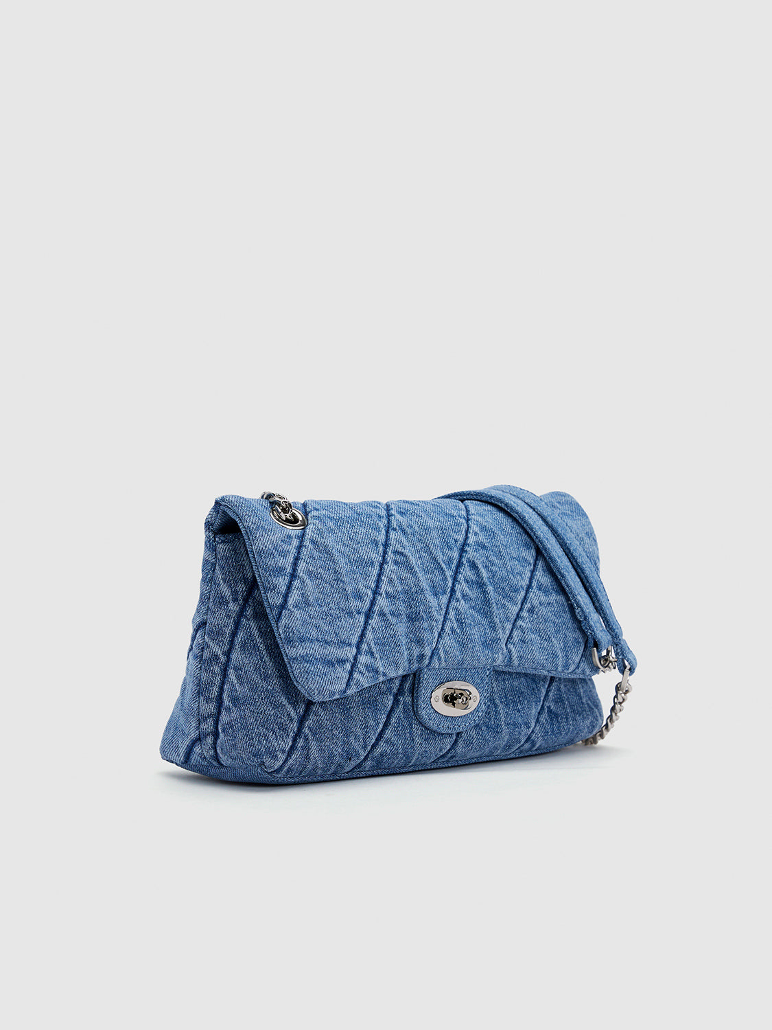 Chained Denim Shoulder Bag