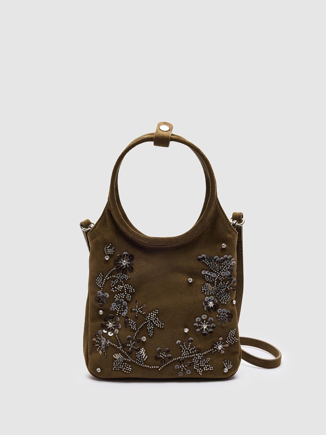 Floral Beaded Handle Shoulder Bags