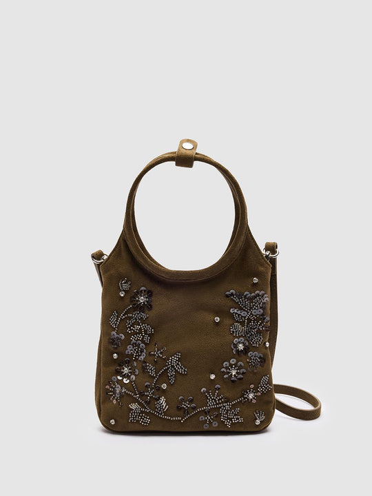 Floral Beaded Handle Shoulder Bags