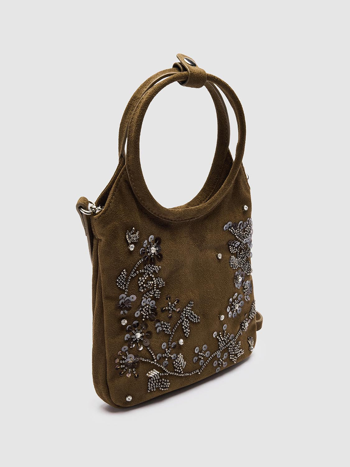 Floral Beaded Handle Shoulder Bags
