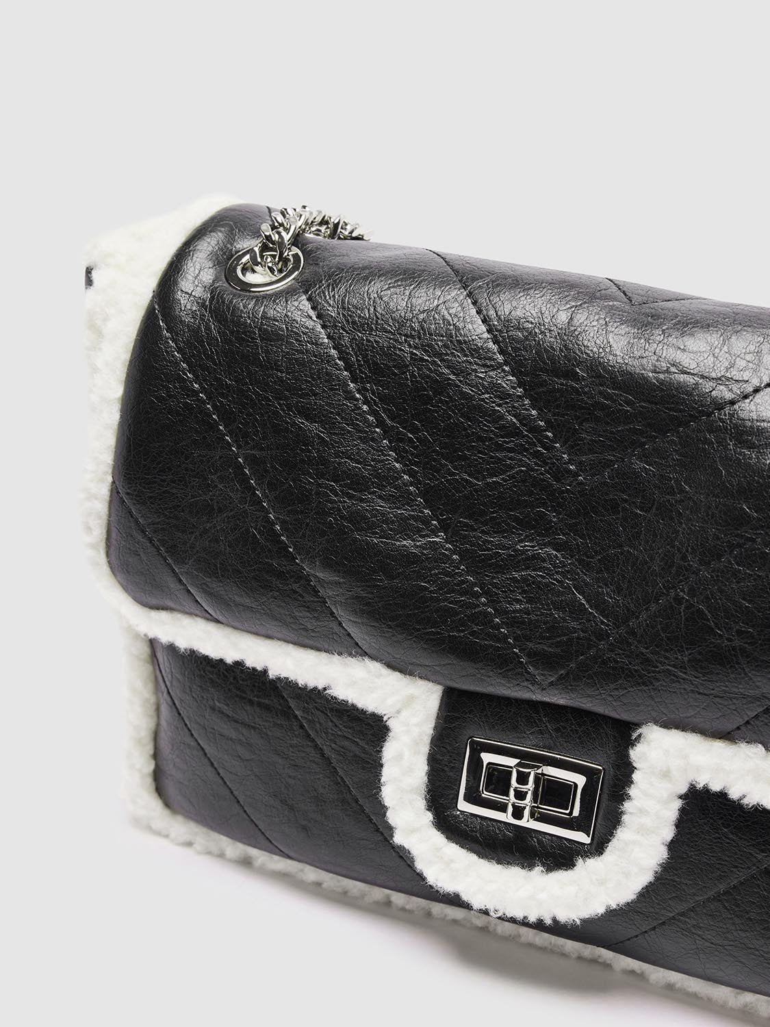 Fleece Trim Shoulder Bags