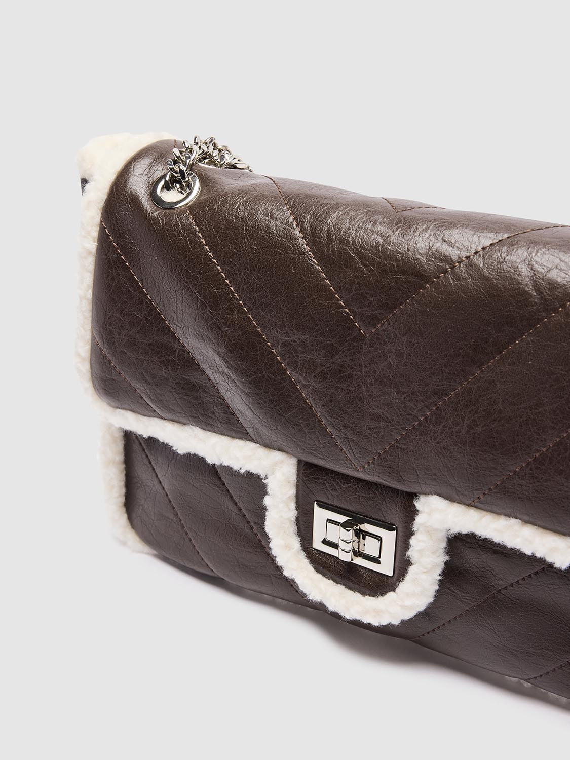 Fleece Trim Shoulder Bags