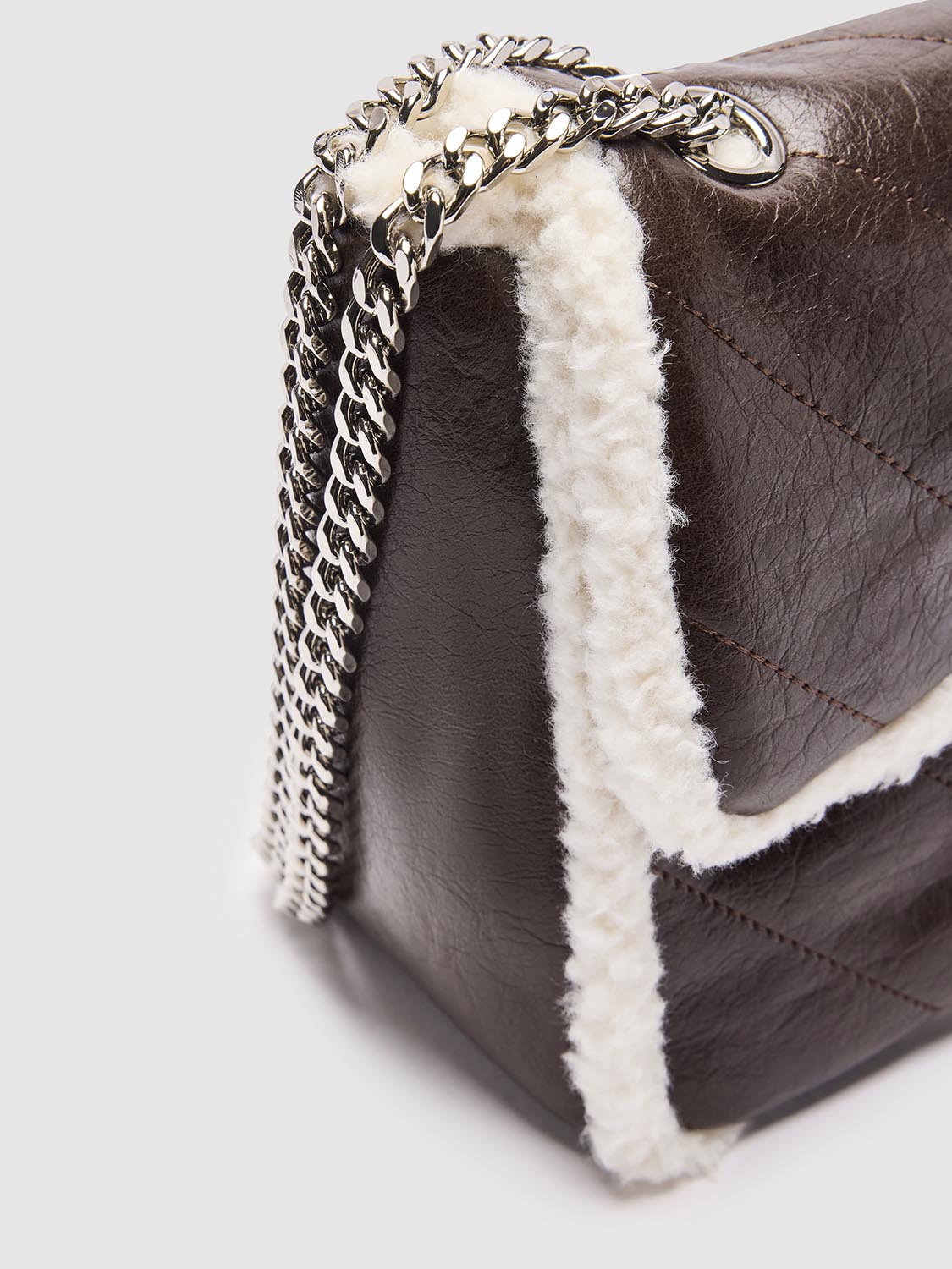 Fleece Trim Shoulder Bags