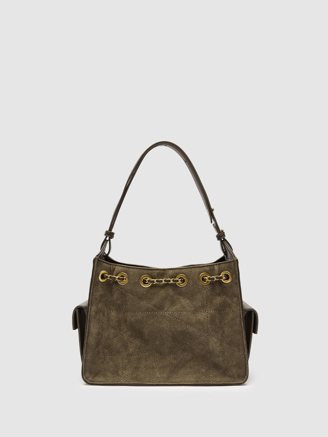 Vegan Leather Chain Detail Shoulder Bags