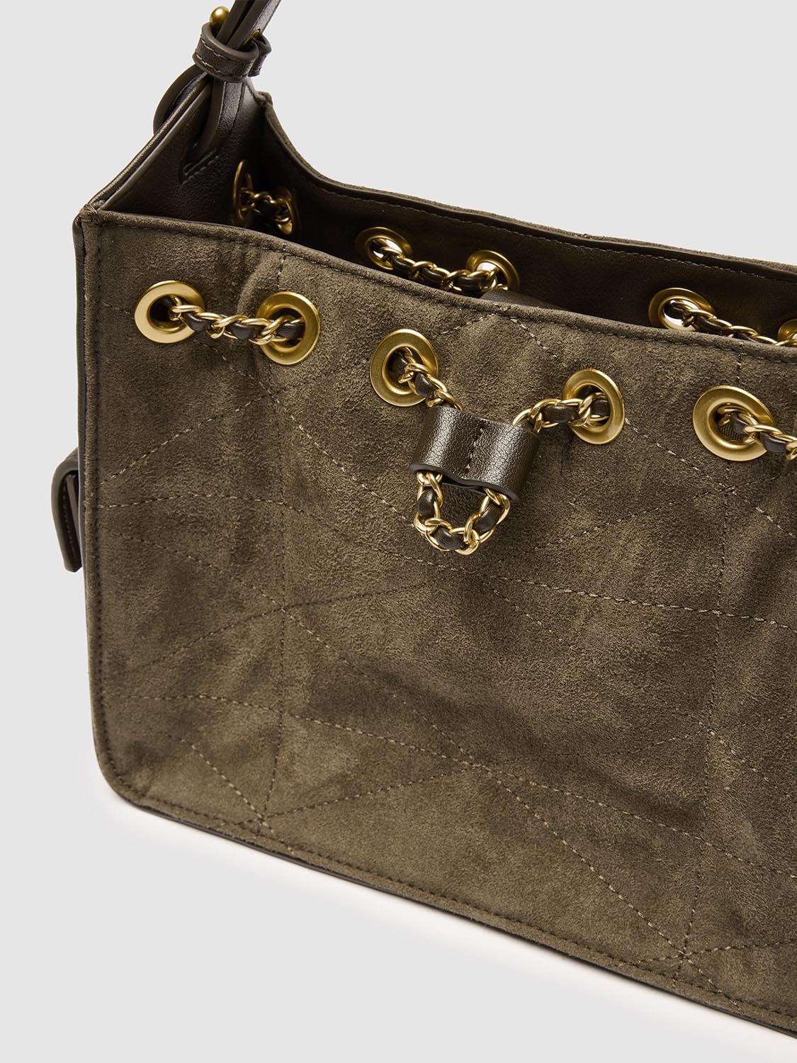 Vegan Leather Chain Detail Shoulder Bags