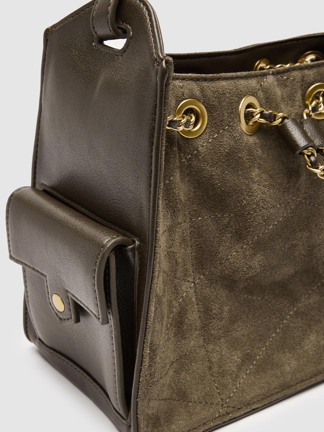 Vegan Leather Chain Detail Shoulder Bags