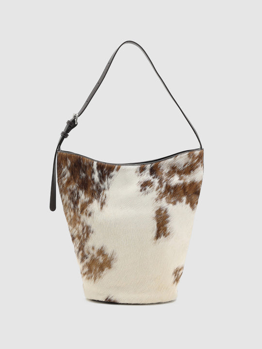 Cow Print Fluffy Bucket Shoulder Bags