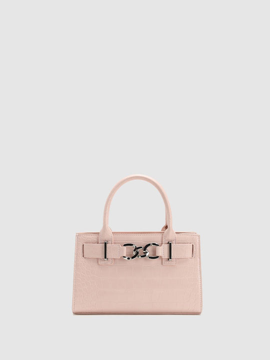 Crocodile-Embossed Handle Shoulder Bags