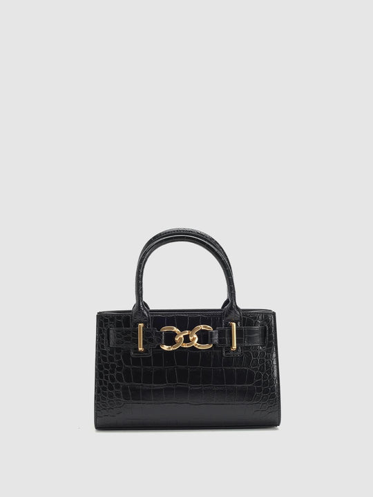Crocodile-Embossed Handle Shoulder Bags