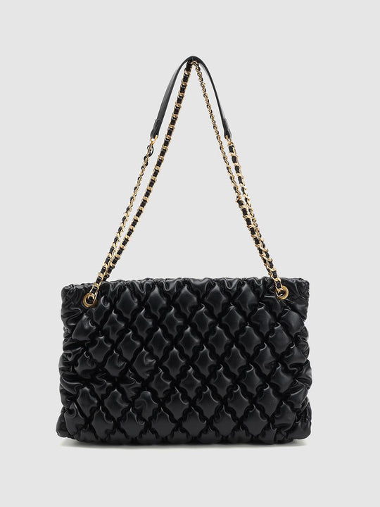 Crinkle Quilted Chain Strap Faux Leather Shoulder Bag
