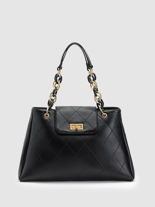 Diamond Chain Detail Handle Shoulder Bags