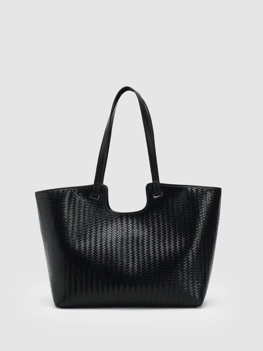 Oversize Faux Leather Woven Shoulder Bags