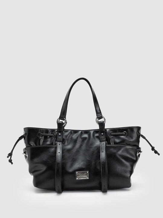 Drawstring Closure Faux Leather Casual Backpack