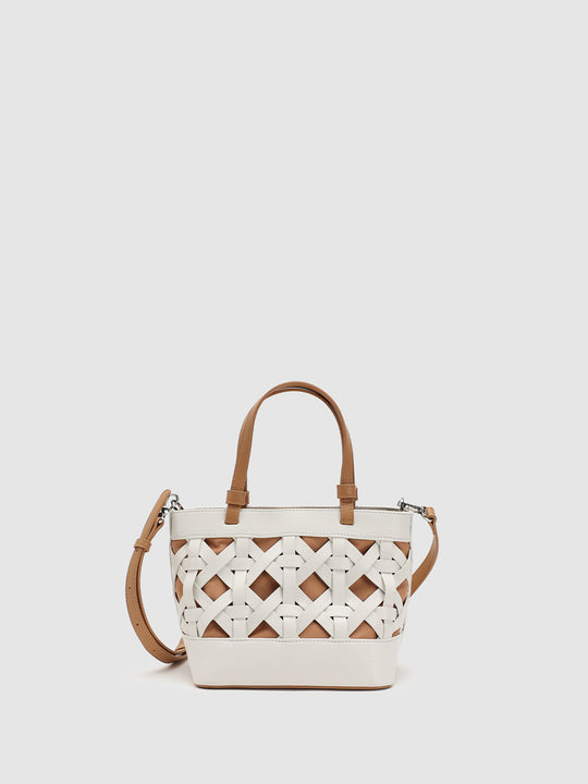 Contrast Woven Handle Shoulder Bags