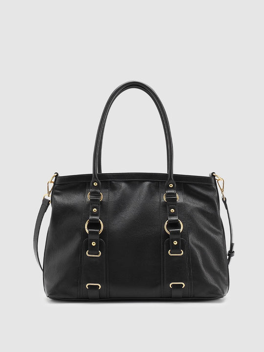 Faux Leather Buckle Detail Handle Shoulder Bags
