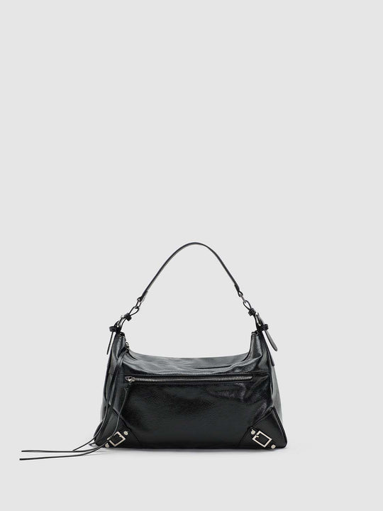 Buckle Tassel Detail Faux Leather Shoulder Bag