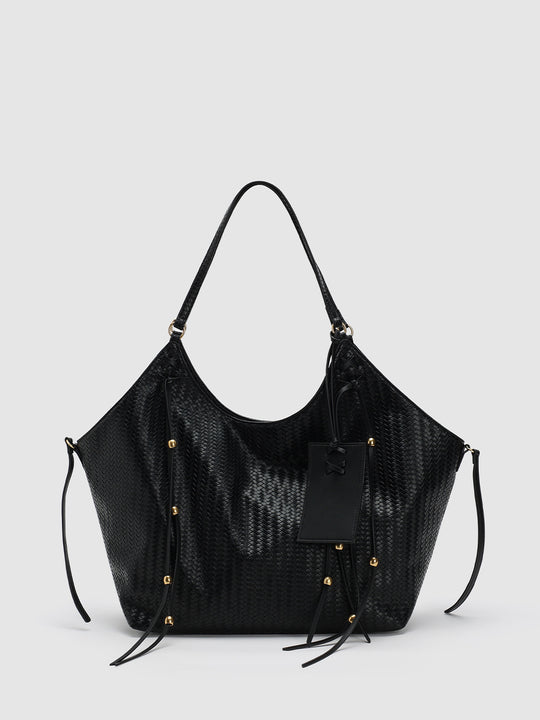 Oversize Faux Leather Woven Shoulder Bags