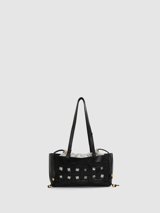 Faux Leather Double Layer Woven Shoulder Bags