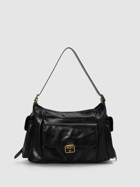 Buckled Soft Faux Leather Large Capacity Shoulder Bag