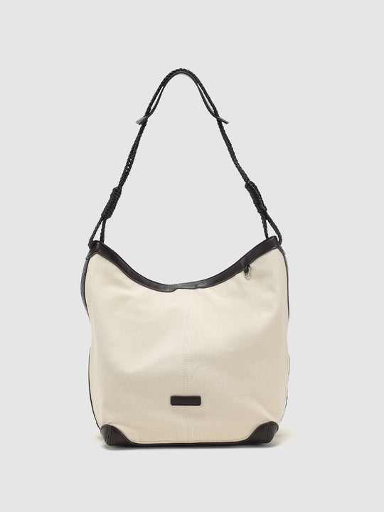 Canvas And Faux Leather Braided Strap Shoulder Bag