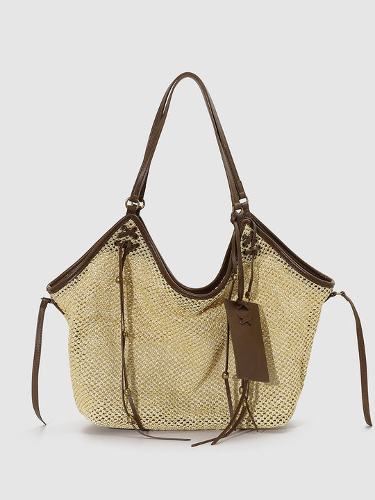 Contrast Woven Oversize Shoulder Bags
