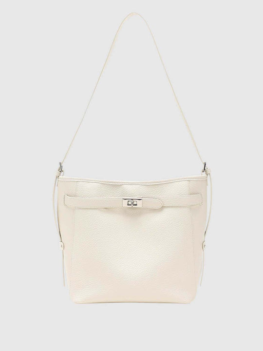 Textile Lining Faux Leather Shoulder Bag