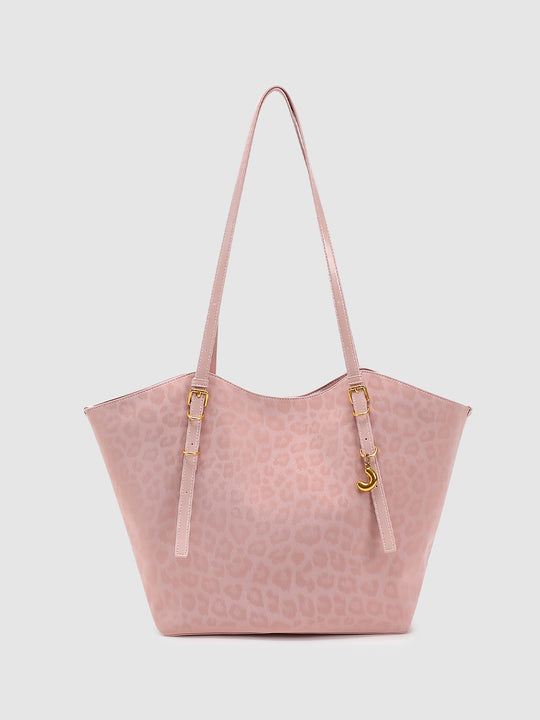 Leopard Print Pu Leather Bag Charm Detailing Shoulder Bag