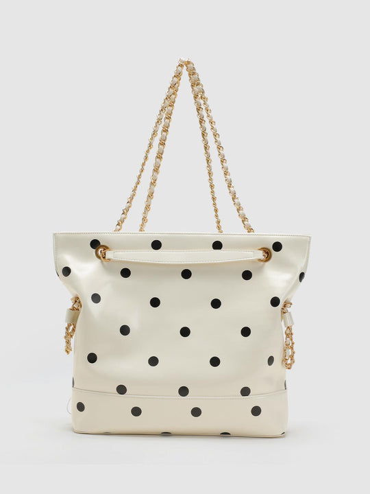 Polka Dot Artificial Leather Chain Tote Bag