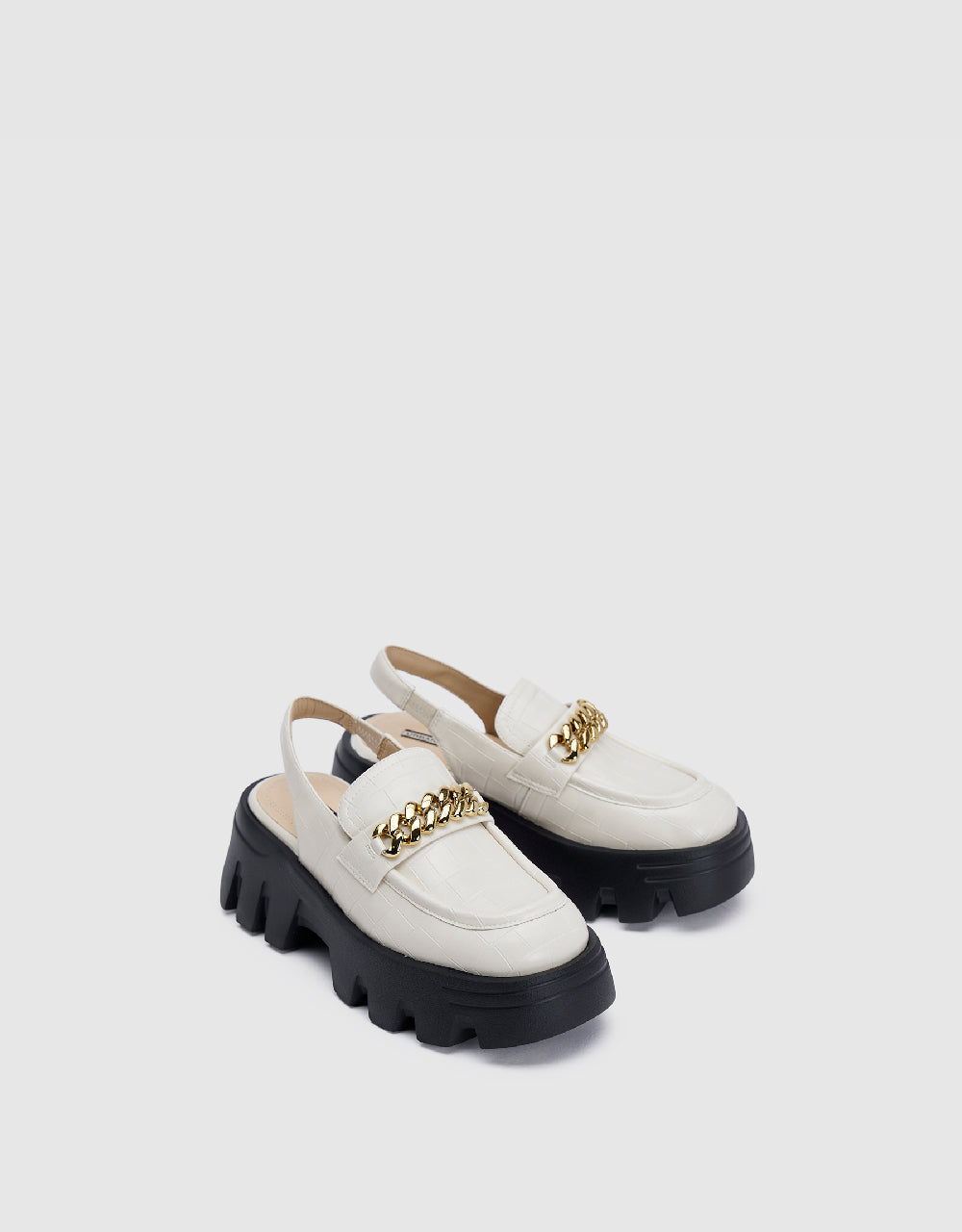 Chain Décor Round Toe Slingbacks