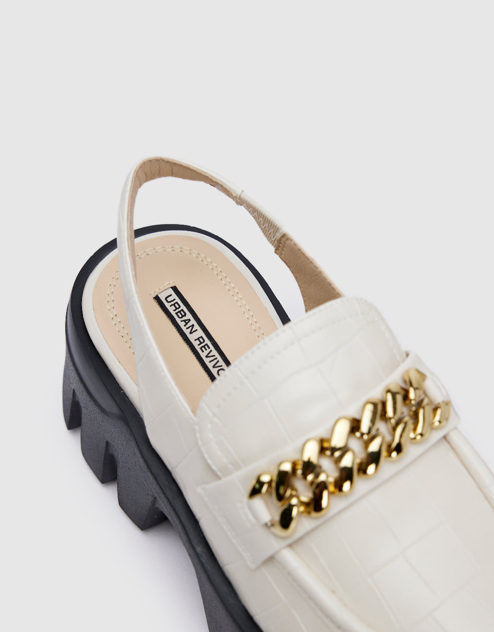 Chain Décor Round Toe Slingbacks