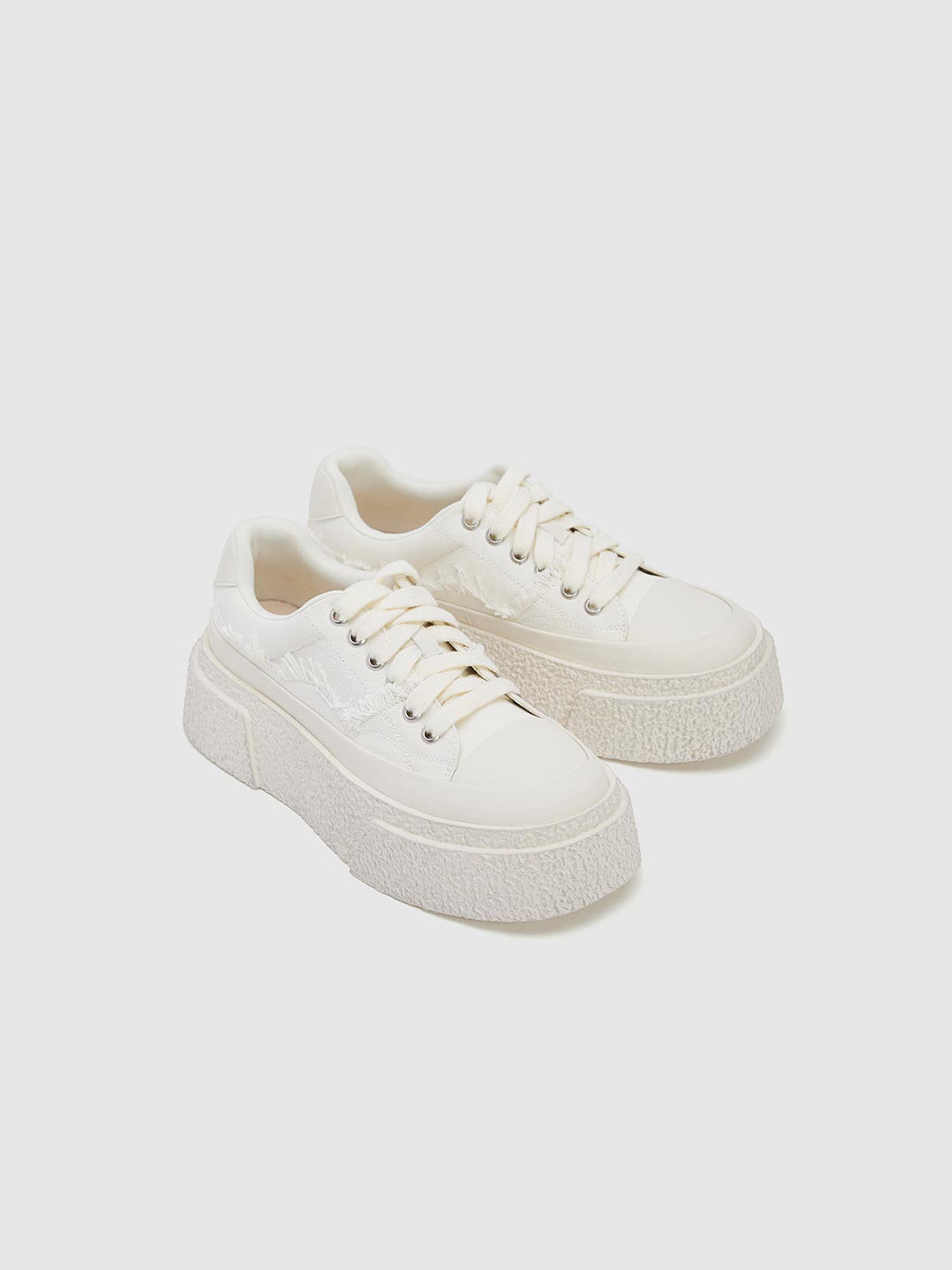 Raw Hem Round Toe Sneakers