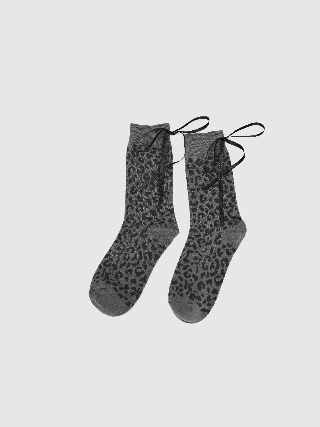 Leopard Printed Bow Décor Mid-Length Socks