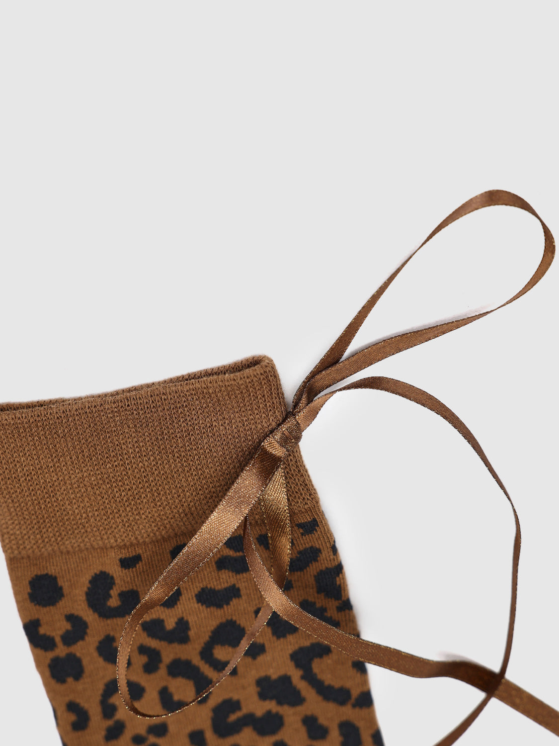 Leopard Printed Bow Décor Mid-Length Socks