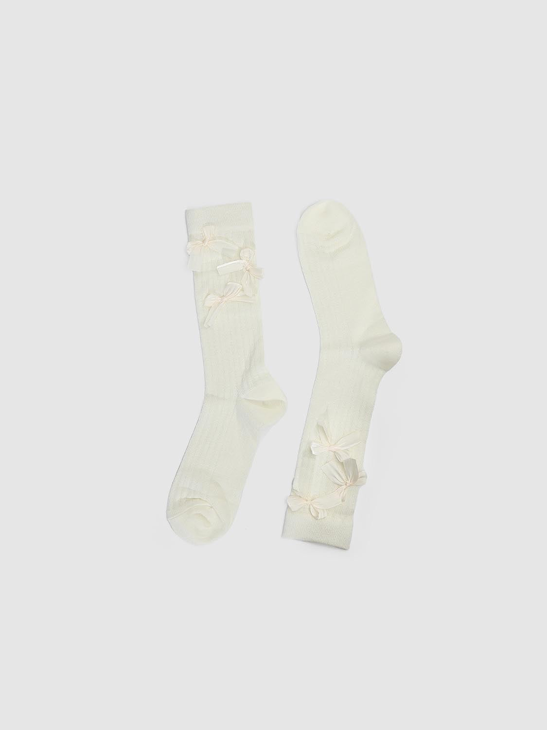 Bow Décor Ribbed Socks