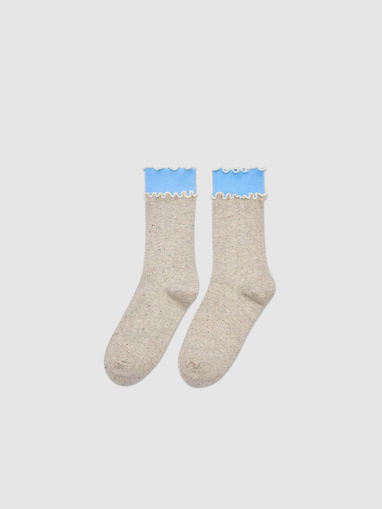 Frill Top Dot Ribbed Socks