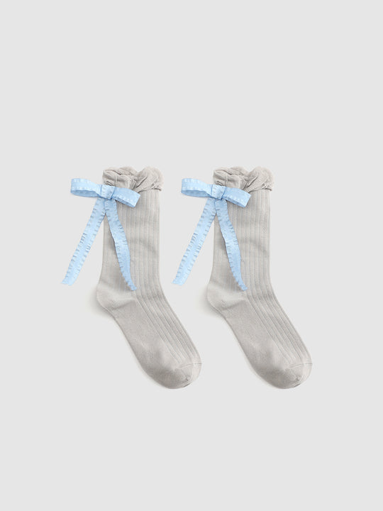 Bow Detail Frill Ribbed Socks