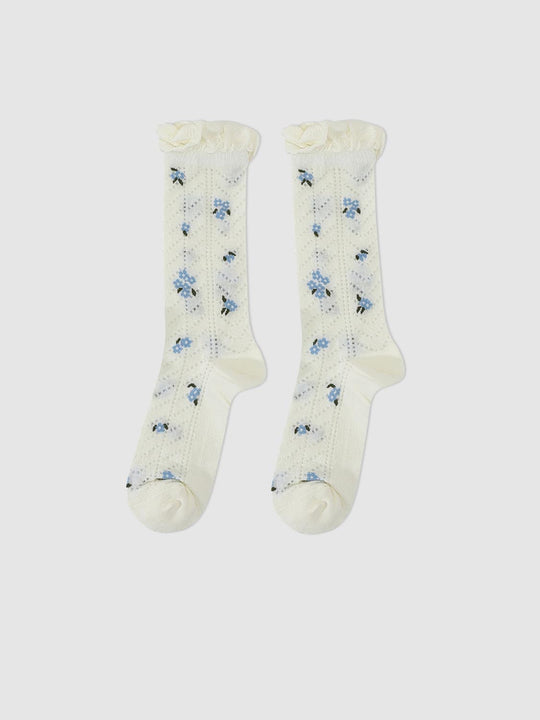 Frill Detail Intarsia Knitted Socks