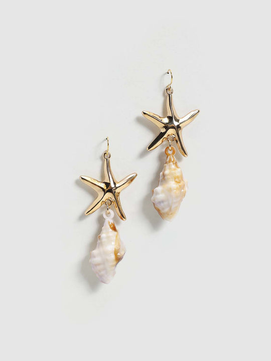 Metal Starfish Shell Earrings