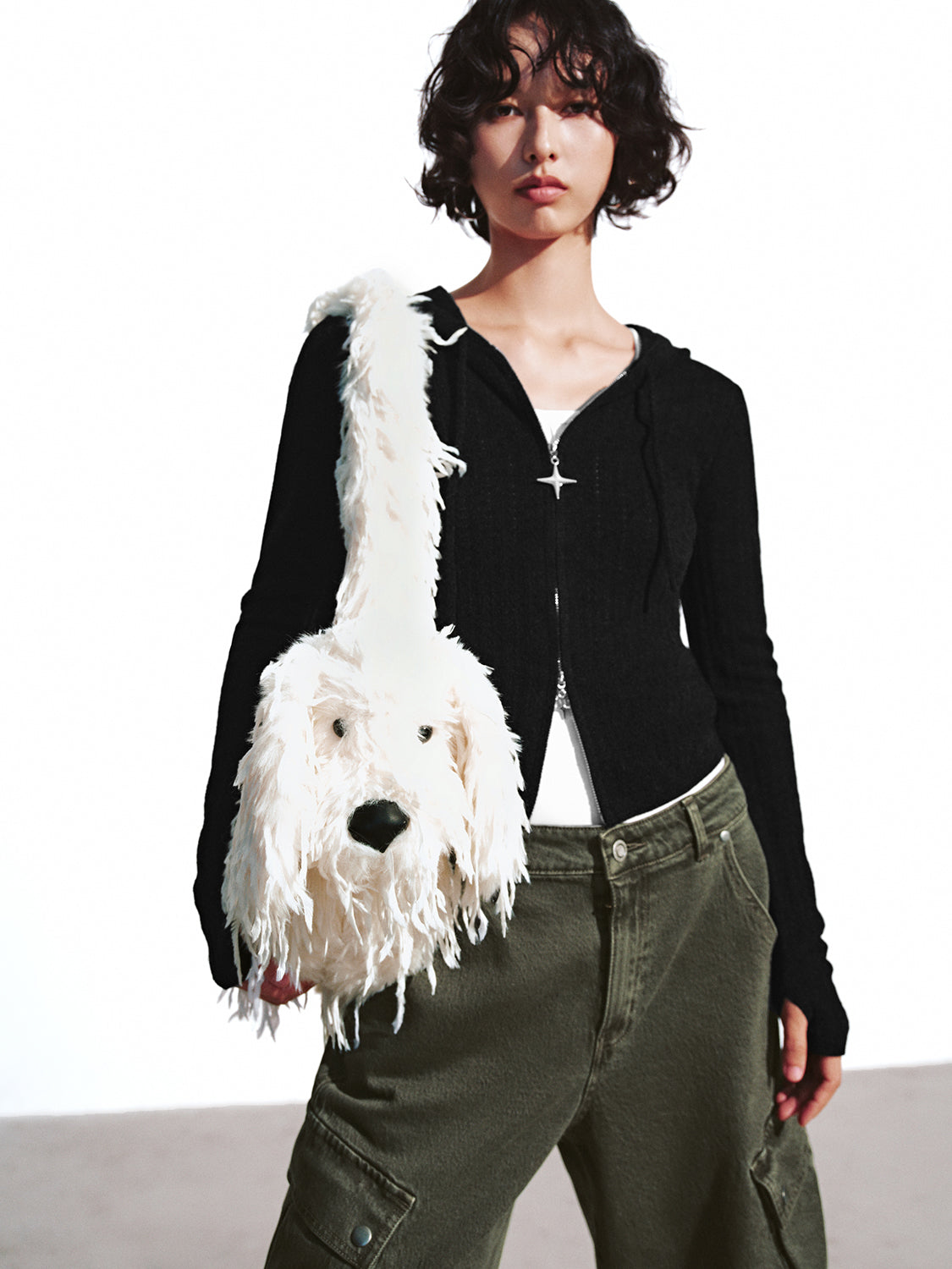 Fluffy Crescent Crossbody Bags