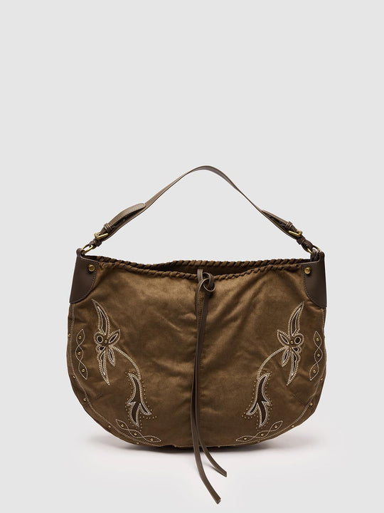 Oversize Embroidered Studded Shoulder Bags