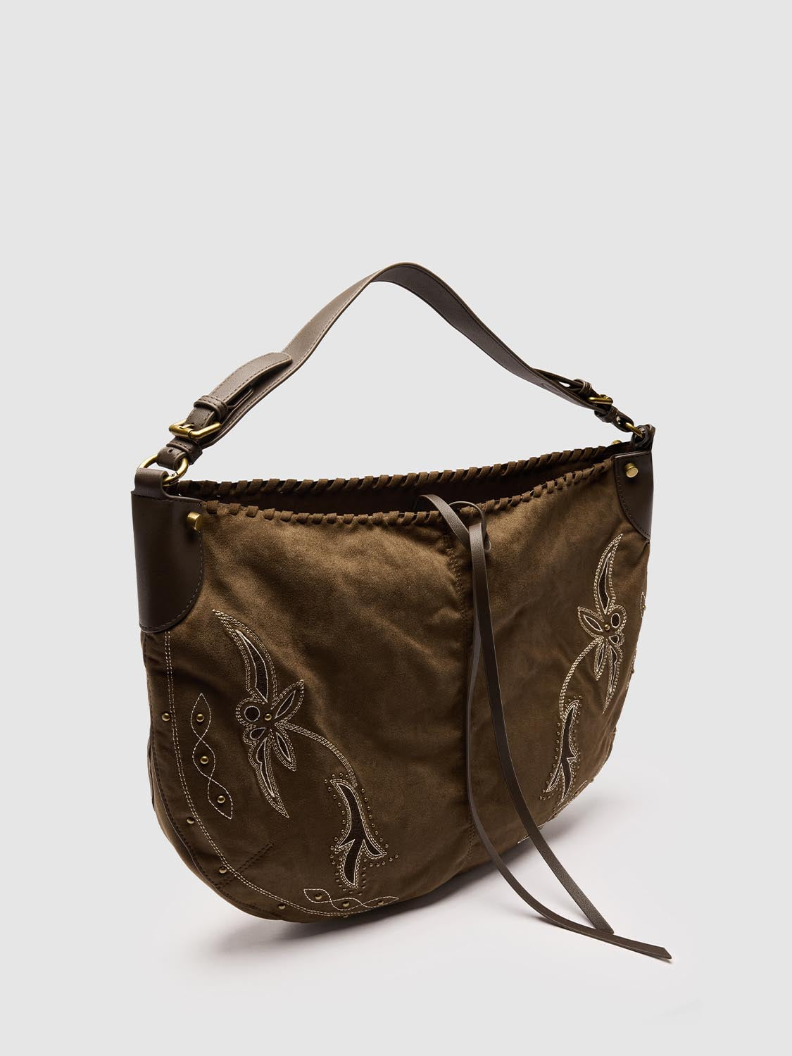 Oversize Embroidered Studded Shoulder Bags