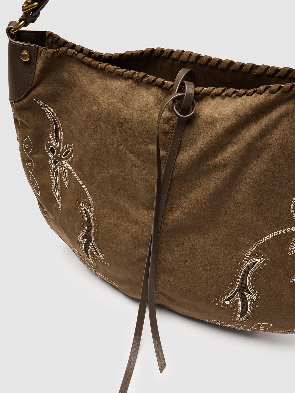 Oversize Embroidered Studded Shoulder Bags