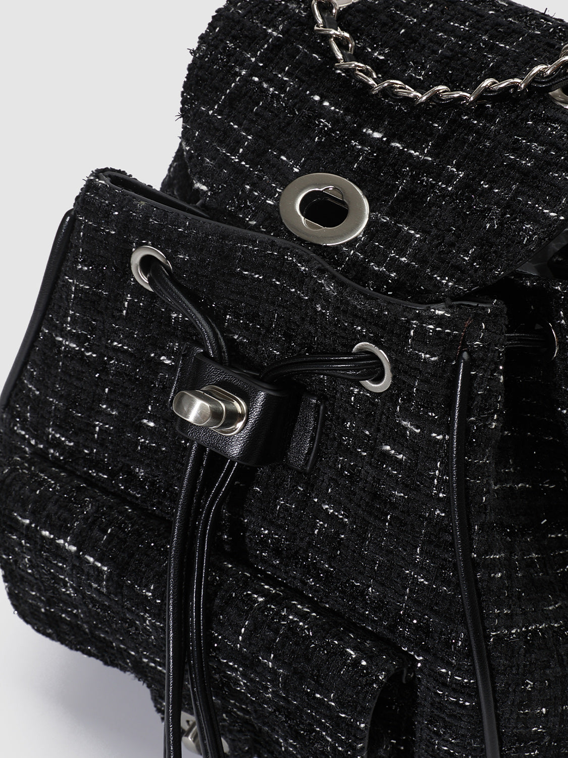 Chain Detail Tweed Backpacks