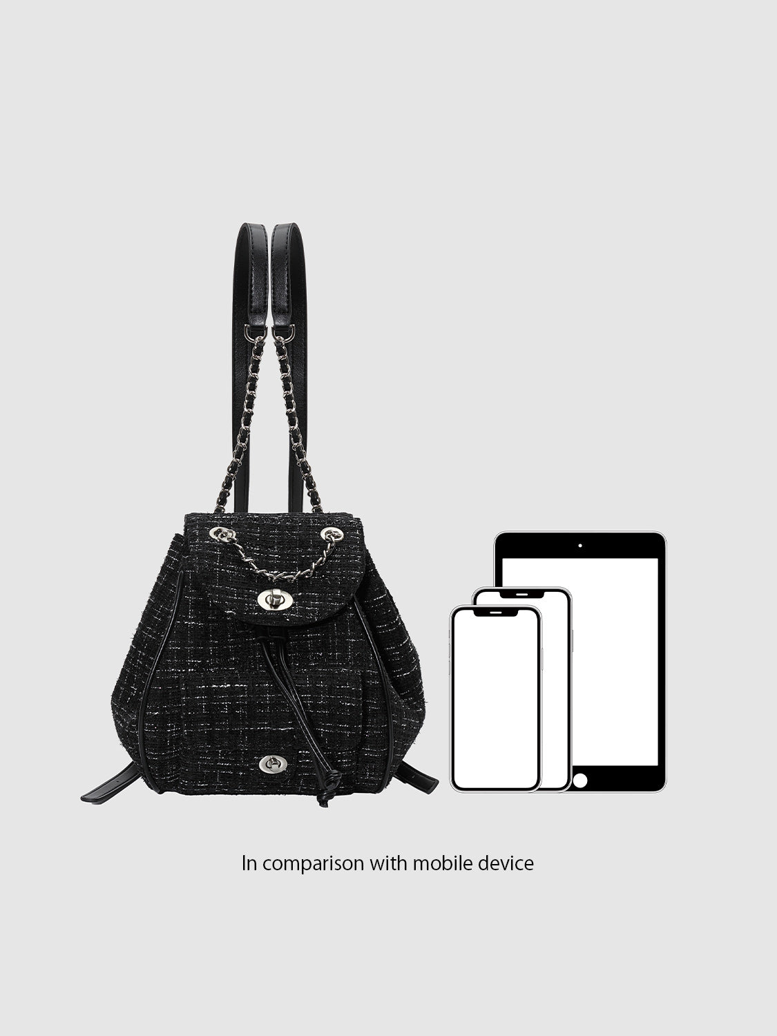 Chain Detail Tweed Backpacks