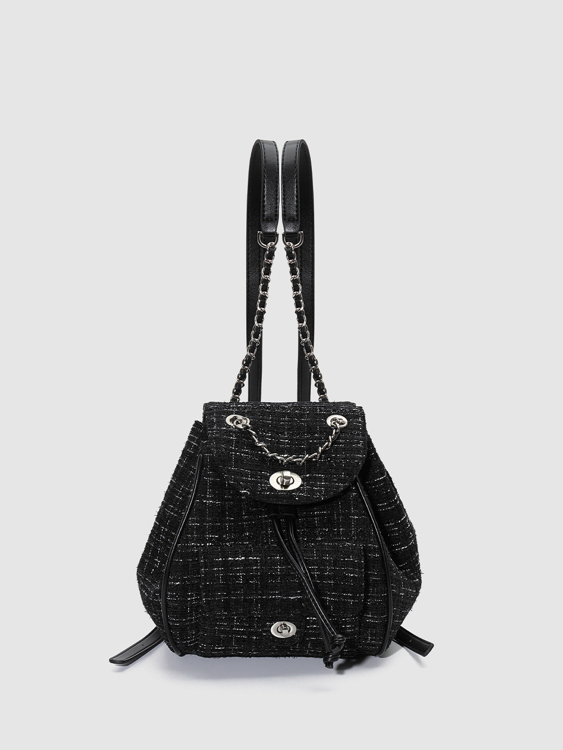Chain Detail Tweed Backpacks