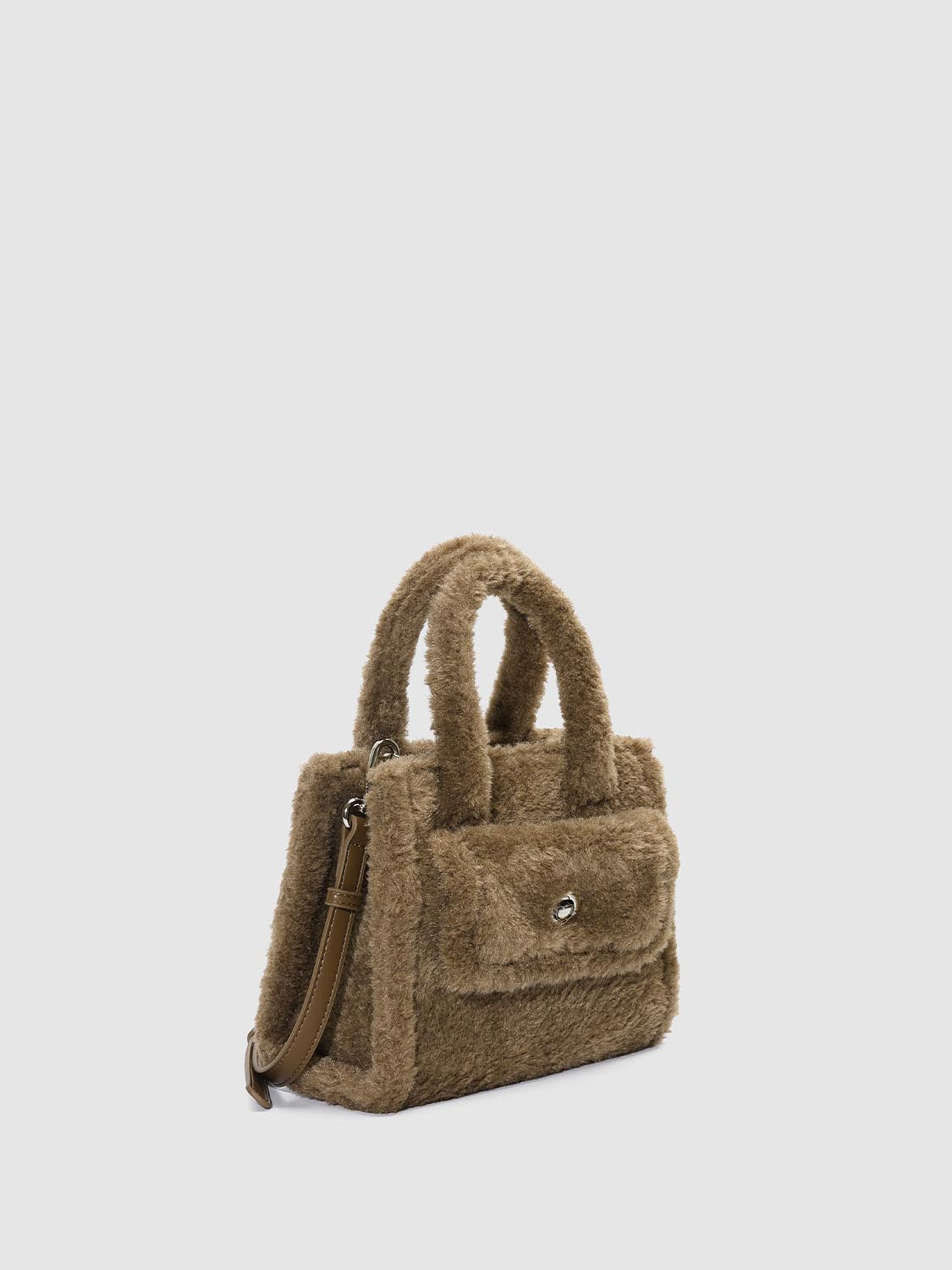 Faux Fur Handle Shoulder Bags