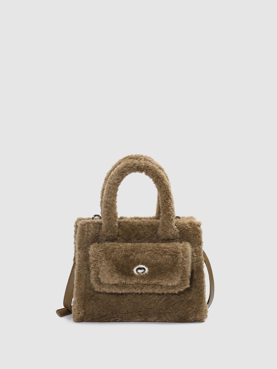 Faux Fur Handle Shoulder Bags